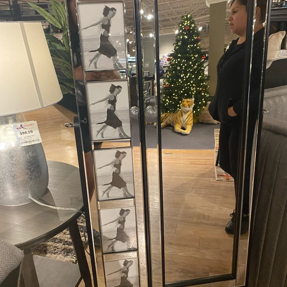 Elegant Black and Silver Full-Length Mirror by [Brand]
